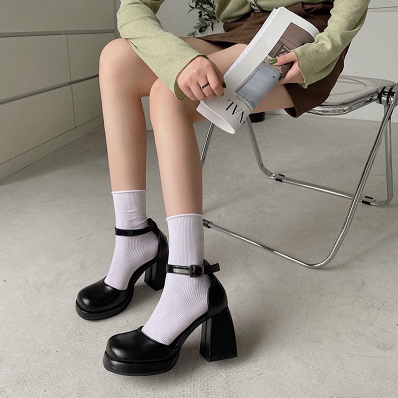 GIÀY BÚP BÊ ĐẾ CAO 9CM B263 CÓ QUAI