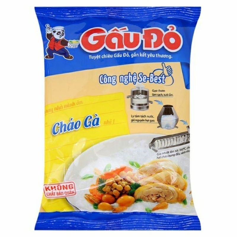 CHÁO GẤU ĐỎ VỊ THỊT BẰM, GÀ GÓI 50G - CHÁO TỔ YẾN GẤU ĐỎ