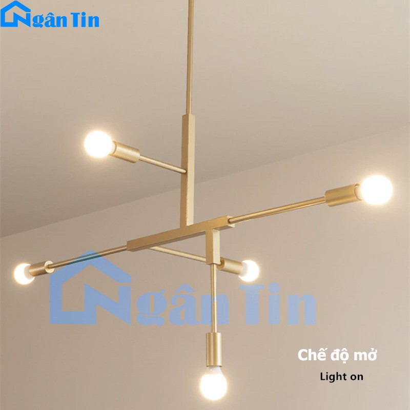 Đèn trần 5 bóng trang trí phòng khách phòng ngủ bàn ăn THCN93B Ngân Tin (Tặng kèm 5 bóng Led đục 5W)