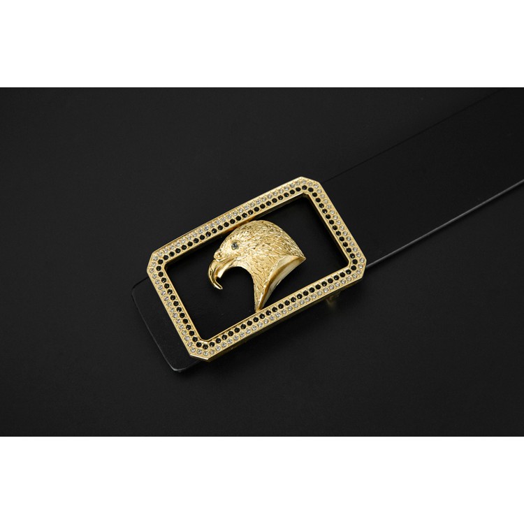 Thắt lưng da khóa vuông đúc đồng - mặt đầu đại bàng sang chảnh ( mầu đen )