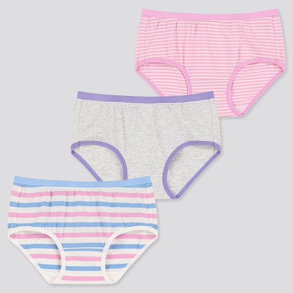 Set 3 quần chip bé gái cotton kẻ ngang xinh xắn của UNIQLO