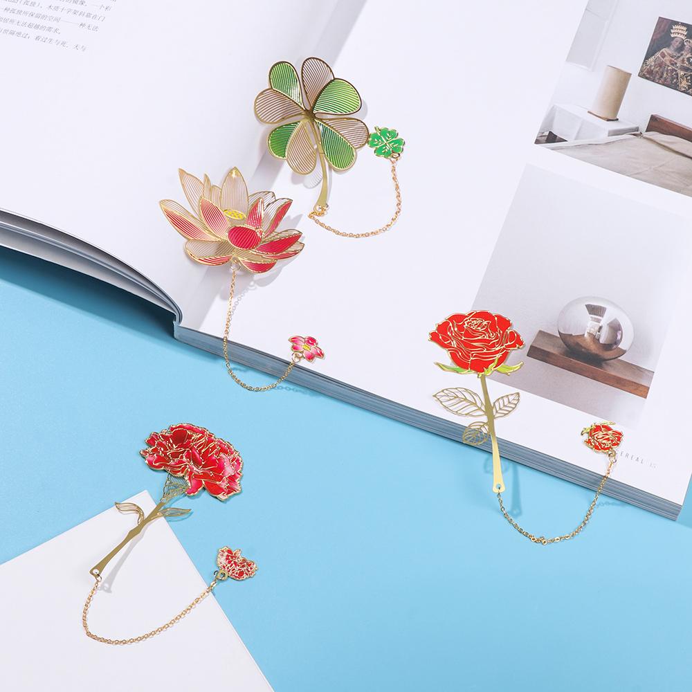 FAY Thẻ Đánh Dấu Sách Bằng Đồng Thau Hình Lá Sen Phong Cách Trung Hoa