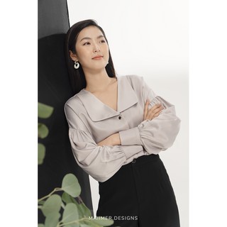 MAIIMER - Áo sơ mi cổ bẻ tay bồng
