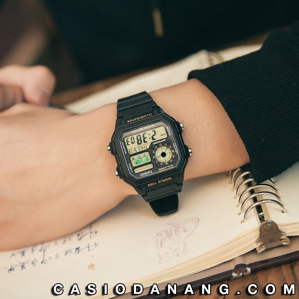 Đồng hồ nam dây nhựa Casio chính hãng Anh Khuê AE-1200WH-1BVDF (42mm)