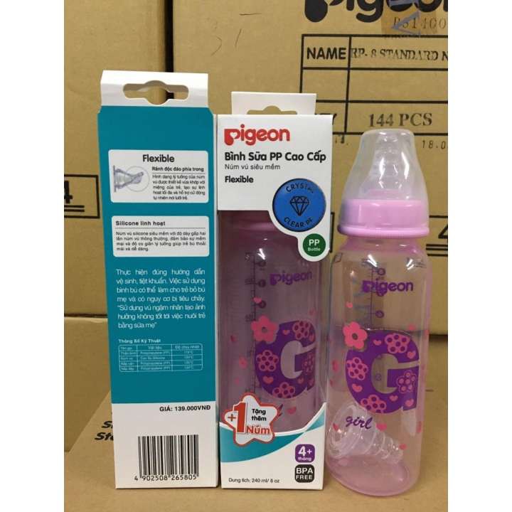 Bình Sữa Cao Cấp Pigeon Flexible Hình Chữ B và G 120ml/ 240ml