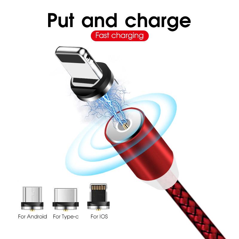 Dây cáp sạc nhanh từ tính cổng Micro USB Type C Lightning tiện dụng dành cho điện thoại