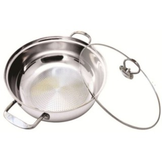 Nồi lẩu inox nắp kính đáy từ size 30cm