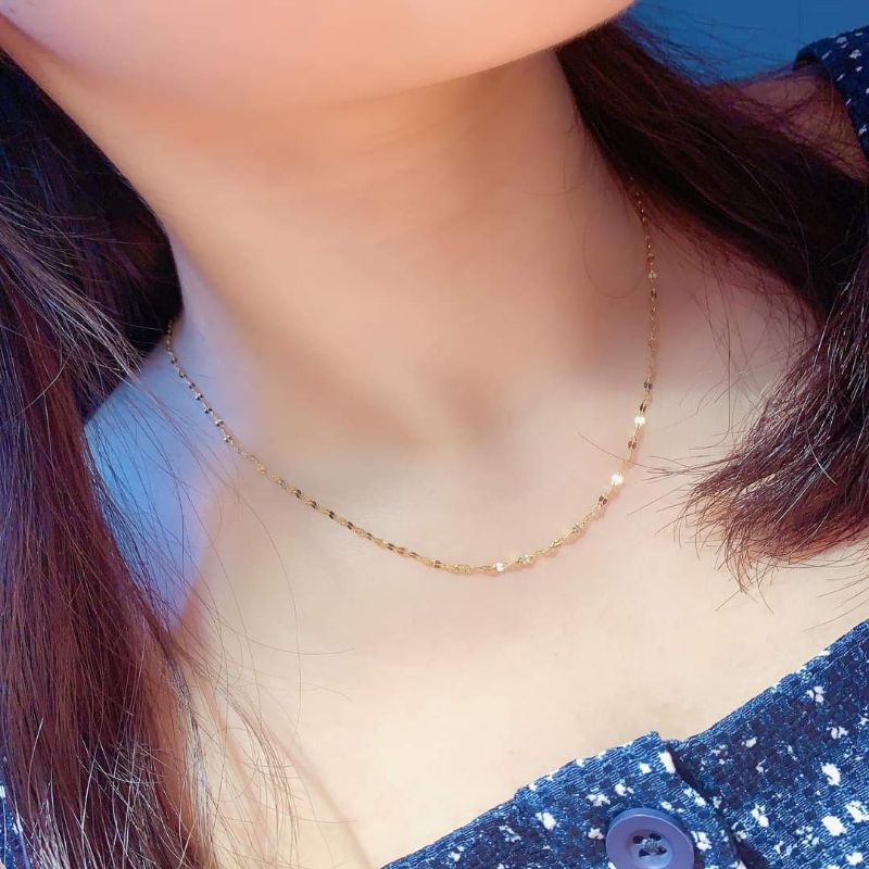 Dây chuyền lá me vàng mỏng nhẹ