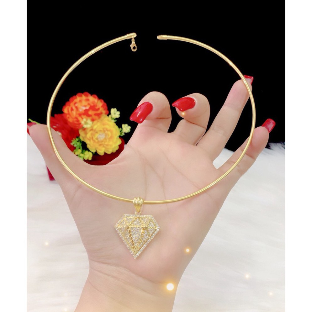 Kiềng cổ mặt xoàn xi dát vàng 18k EK781