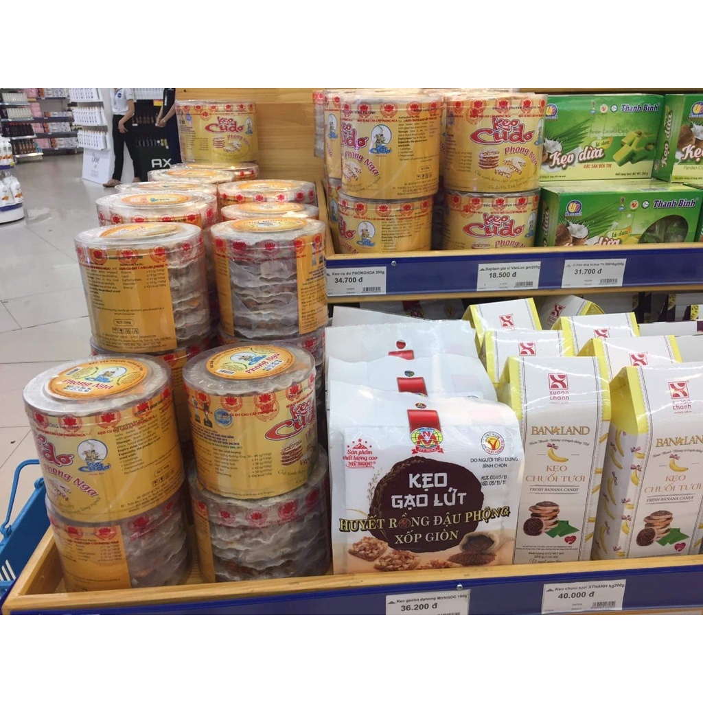 Đặc Sản  Kẹo Cu đơ Phong Nga - Chính gốc Hà Tĩnh, Hộp Nhựa Mica