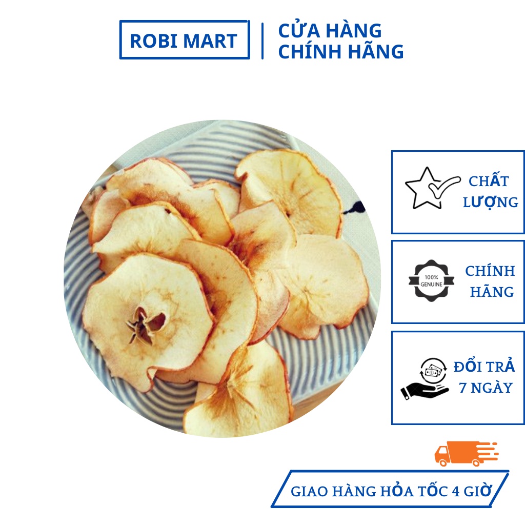 Táo mỹ thái lát sấy lạnh Robi Mart 250g - Giảm cân, đẹp da, thanh lọc cơ thể.