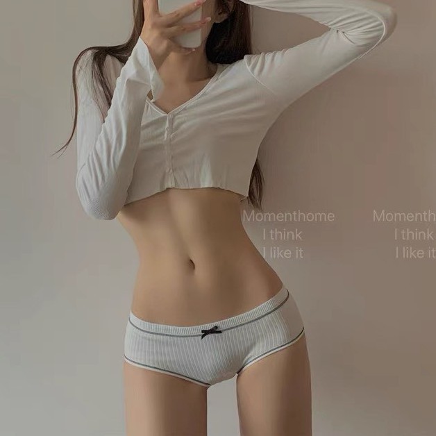 Quần lót cotton viền sắc màu đính nơ Cristal N2-02