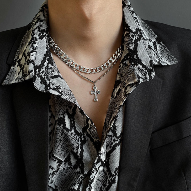 Dây Chuyền Dạng Chuỗi Xích Phối Mặt Hình Thánh Giá Phong Cách Hip Hop 19672