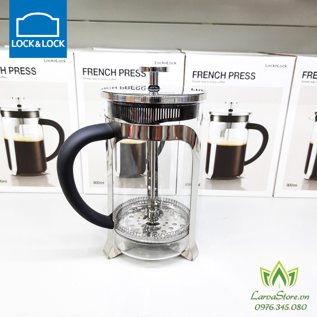 Bình Thủy Tinh Pha Trà, Pha Cà Phê French Press Lock&amp;Lock 800ml LLG019
