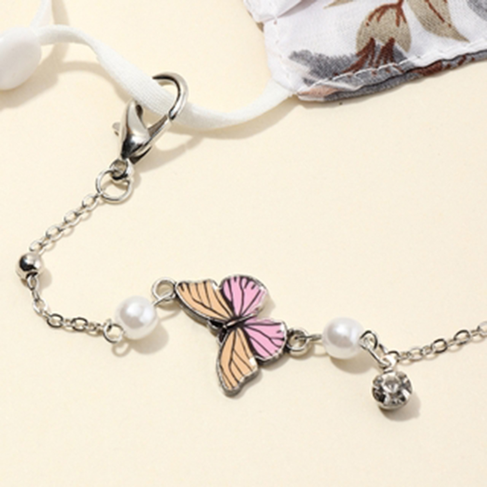 Dây đeo mắt kính / khẩu trang chống thất lạc họa tiết đính hạt hình bướm tiện dụng