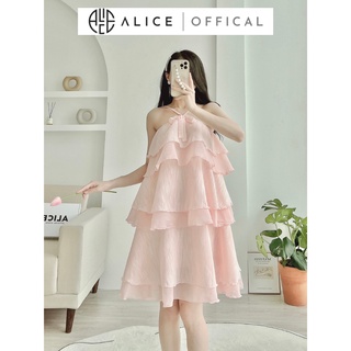 Đầm Voan Tiểu Thư Hai Dây ALICE Thiết Kế 6 Tầng Bèo Phối Nơ Điệu Đà Sang Chảnh V837
