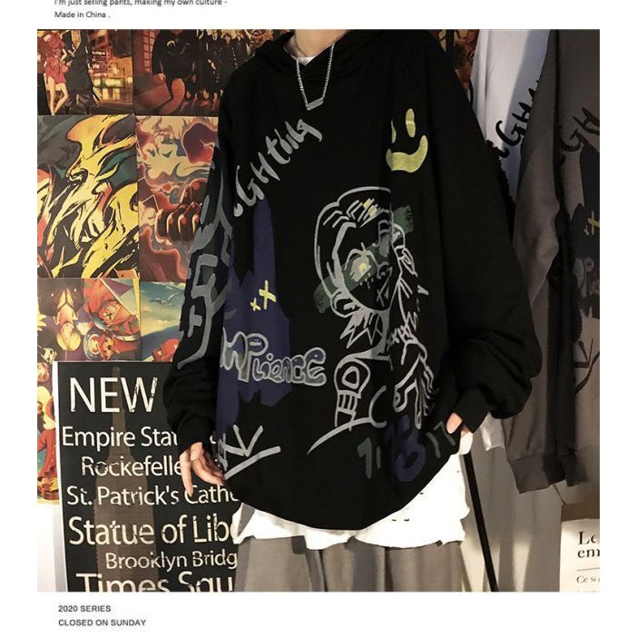 Áo hoodie form rộng, áo khoác hoodie nam nữ thời trang in hình cool ngầu cực chất, chất liệu nỉ bông cao cấp | BigBuy360 - bigbuy360.vn