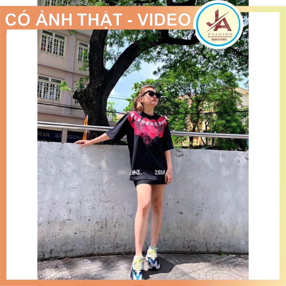Áo thun nam nữ in nổi Hoa hồng mikenko  in cổ , áo phông unisex tay lỡ form rộng in 5d sắc nét JASHOP