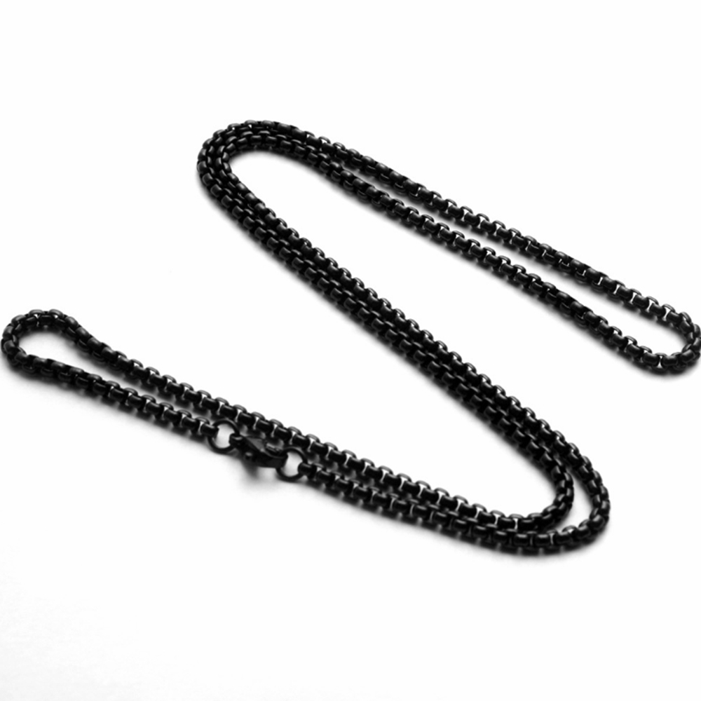 Dây chuyền thép titan mặt vuông đơn giản 3mm thời trang cho nam