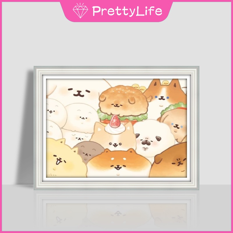 Bộ Tranh Đính Đá 5D Tự Làm Hình Chú Chó 40x30cm Cho Trang Trí Nhà