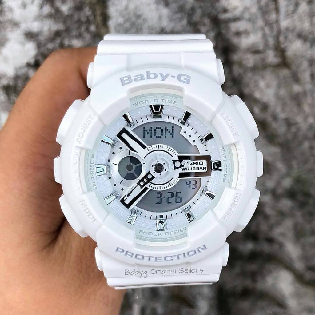 Ready Stock [Nhiều mẫu] Đồng hồ nữ Baby-G BA 110 màu trắng mix cực xinh dáng thể thao