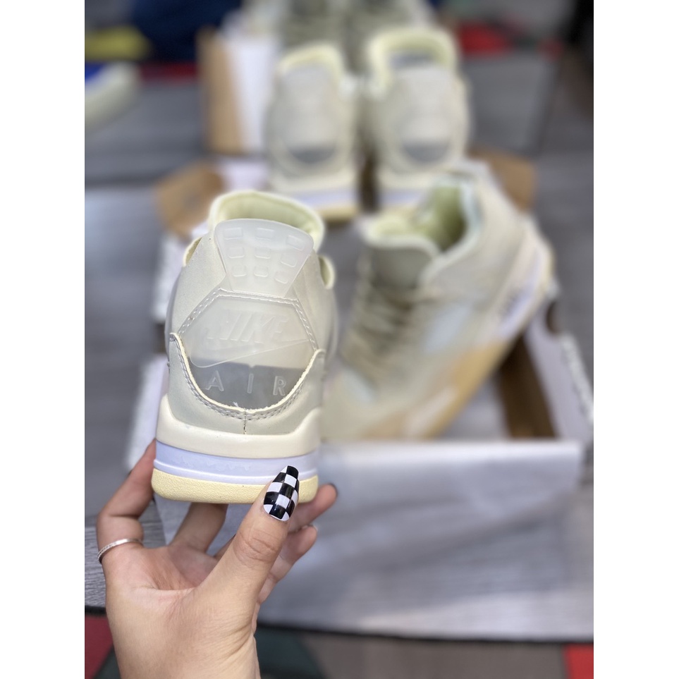 Giày thể thao sneaker JD 4 kem, jd4  kem off white bản cao cấp ảnh thật tự chụp nam nữ, tặng kèm 3 bộ dây