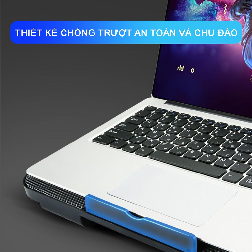 Đế tản nhiệt laptop Sidotech làm mát nhanh chống ồn chống trơn trượt kèm đèn Led phong cách giúp tăng FPS tránh giật lag