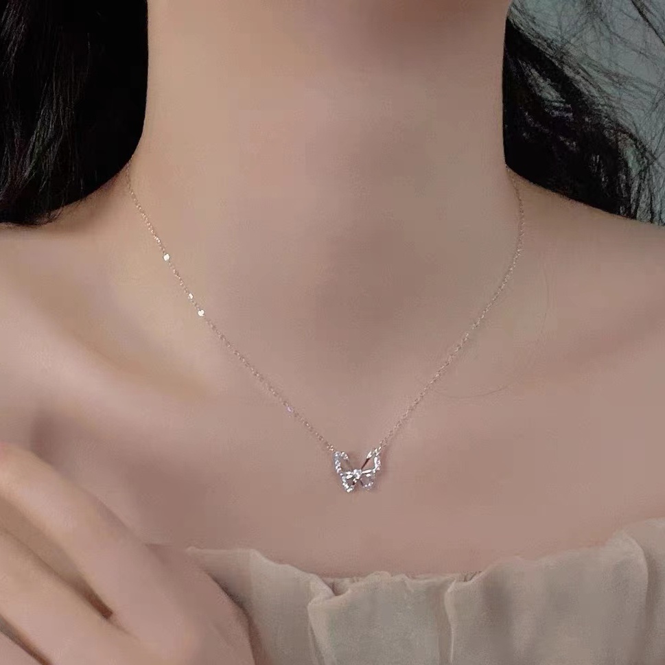 Dây Chuyền Mặt Nơ Đính Đá Phong Cách Thời Trang Nhật Hàn