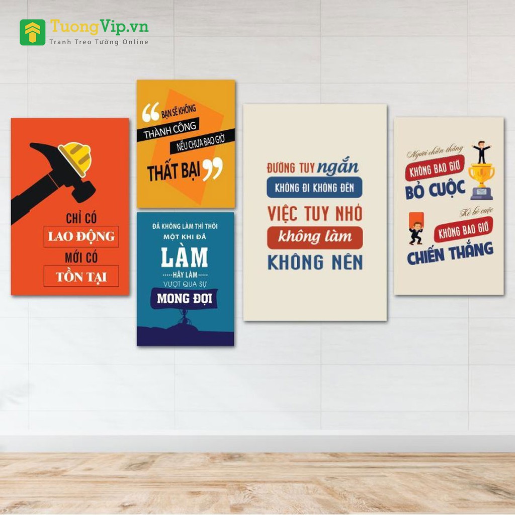 Tranh Laminate - Combo Tranh Treo Tường Văn Phòng, Slogan Tạo Động Lực 03 (Bộ 5 Tấm)