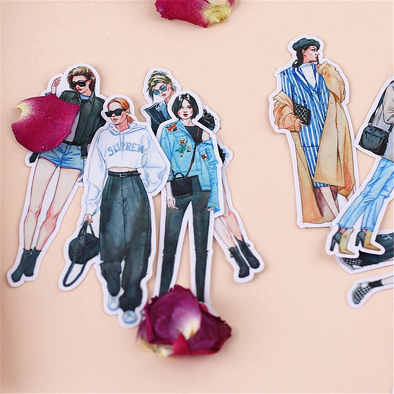 ❀ Fashion Ladies Q-1 Beauty Girls Diary Stickers ❀ 19Pcs/set DIY Fashion Album Scrapbooks Decor Decals Stickers