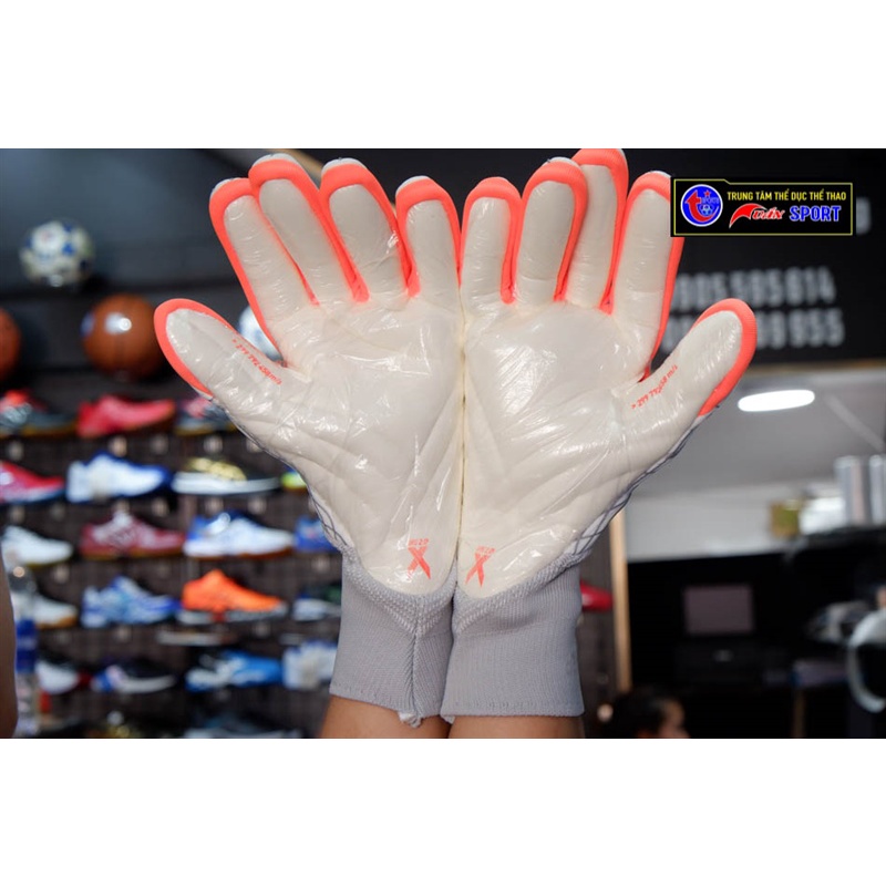 Găng Tay thủ môn ADI@DAS X GL PRO (không xương) - trắng cam xám(size 8-9-10)