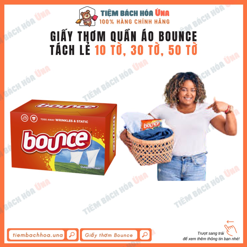 Giấy thơm quần áo Bounce hàng Mỹ làm thơm, mềm, giảm tĩnh điện và chống nhăn