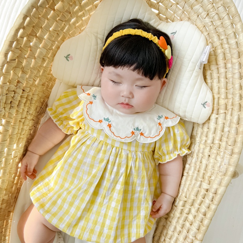 Áo Thun Tay Ngắn Cổ Cánh Hoa Dễ Thương Phong Cách Hàn Quốc Thời Trang Mùa Hè Cho Bé Gái