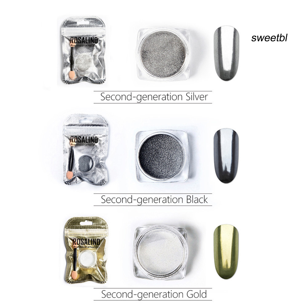 Nhũ kim tuyến trang trí móng tay Rosalind hiệu ứng tráng gương kèm que xốp diy