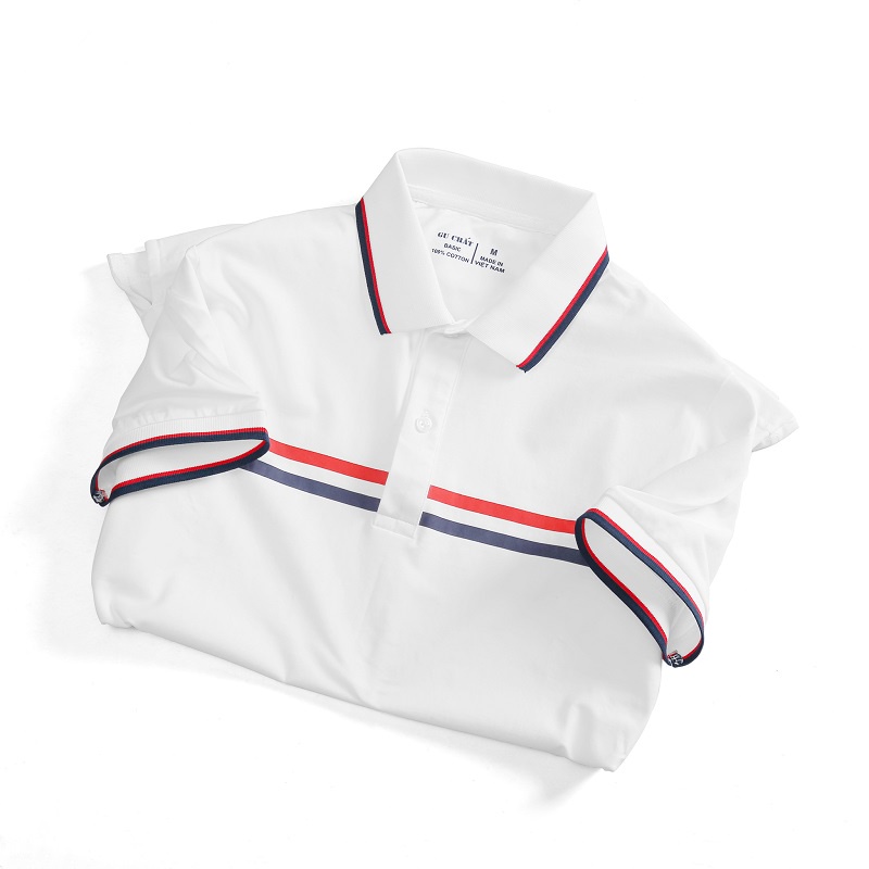 Áo Thun Polo Nam Tay Ngắn GU CHẤT, Thiết Kế Cổ Bẻ Phối Sọc, Chất Vải Cotton Mềm Mịn, Thoáng Mát - GUPL10