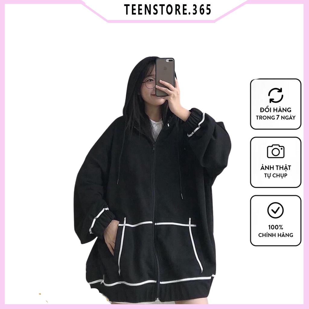 Áo Khoác Nỉ Viền Trắng, Áo nỉ form rộngMàu Hot Trend Teenstore.365