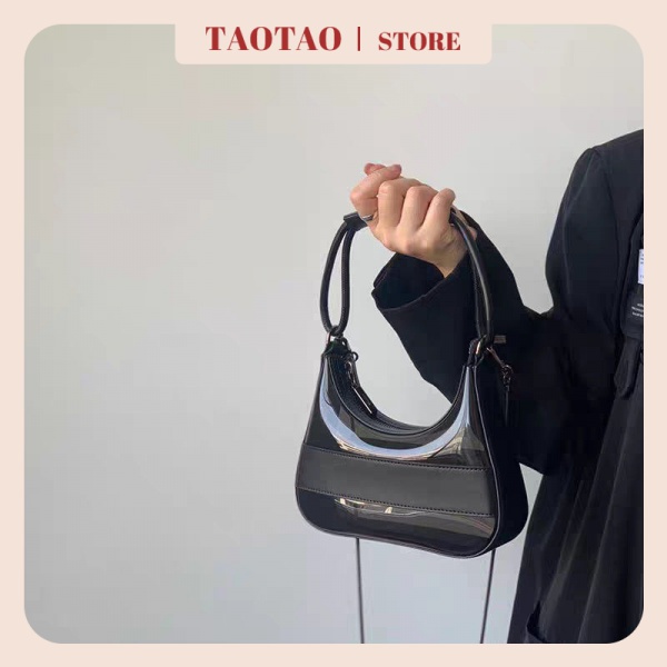 Túi kẹp nách dây xích vintage túi nhựa trong suốt 2 dây đeo vô cùng