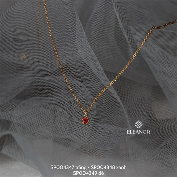 Dây chuyền nữ bạc 925 Eleanor Accessories mặt tròn đính đá phụ kiện trang sức 4347
