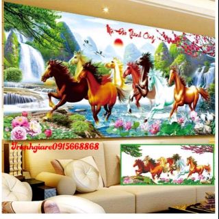 Combo hai bức ngựa -hồ thiên nga