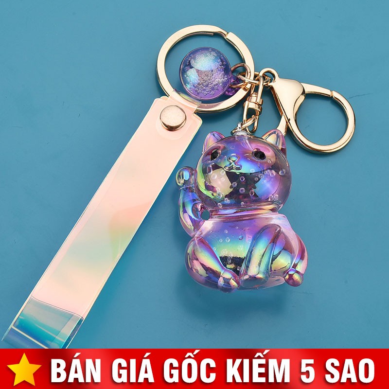 Móc Khóa Treo Balo Mèo Trong Suốt Bling P1839