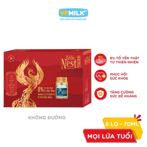 Tổ Yến Nguyên Chất Chưng Gừng VPMilk True Nest (Gift set 6 lọ x 70 ml)