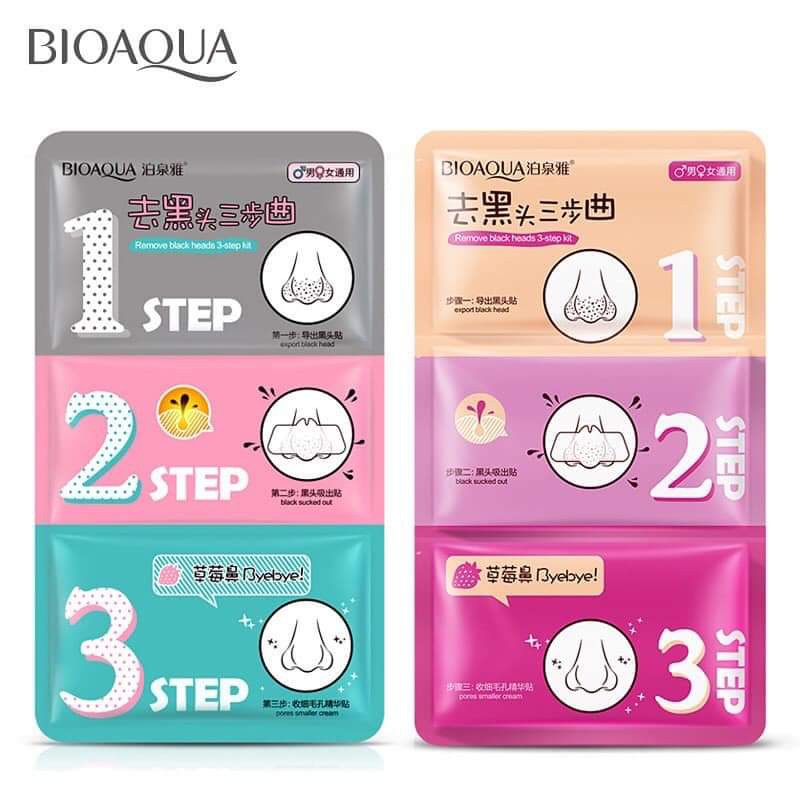 Bán sỉ 10 set mặt nạ lột mụn đầu đen 3 bước bioaqua - lột mụn đầu đen ở mũi