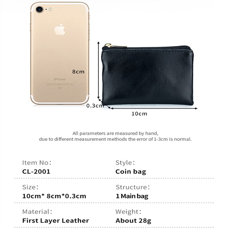 Ví da mềm mini siêu mỏng phối khóa kéo đơn giản thời trang cho nữ
