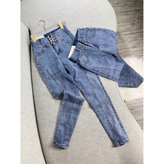Quần jean 3 nut lưng siêu cao mẫu mới
