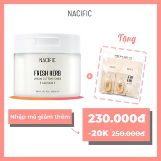Miếng pad tẩy da chết nacific fresh herb origin cotton toner 70ea + tặng sample kit - k2v shop