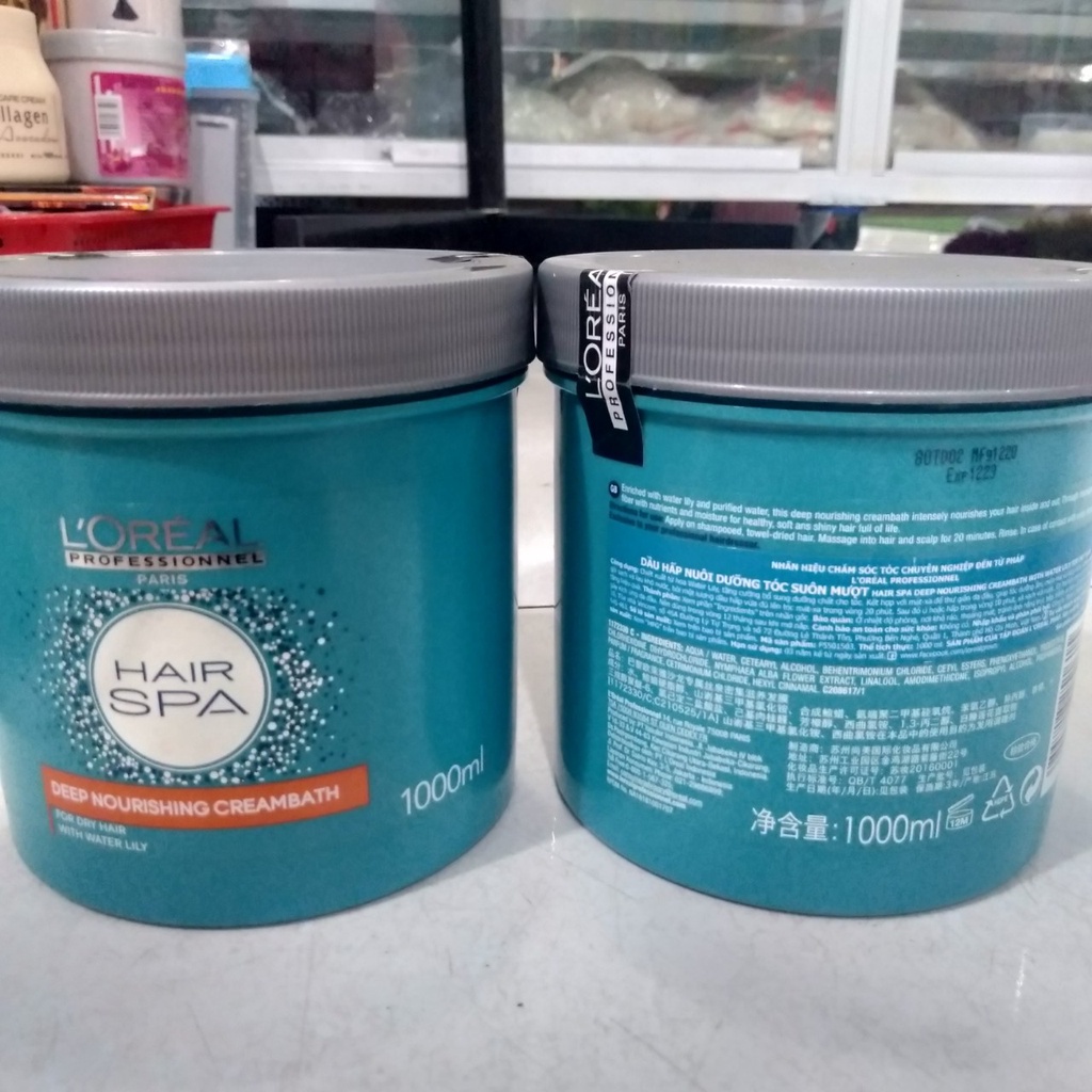 Kem Hấp, Ủ Tóc Loreal Hair Spa Chuyên Dụng 1000ml và 500ml dành cho toc khô sơ và trer ngọn hàng chính hãng công ty