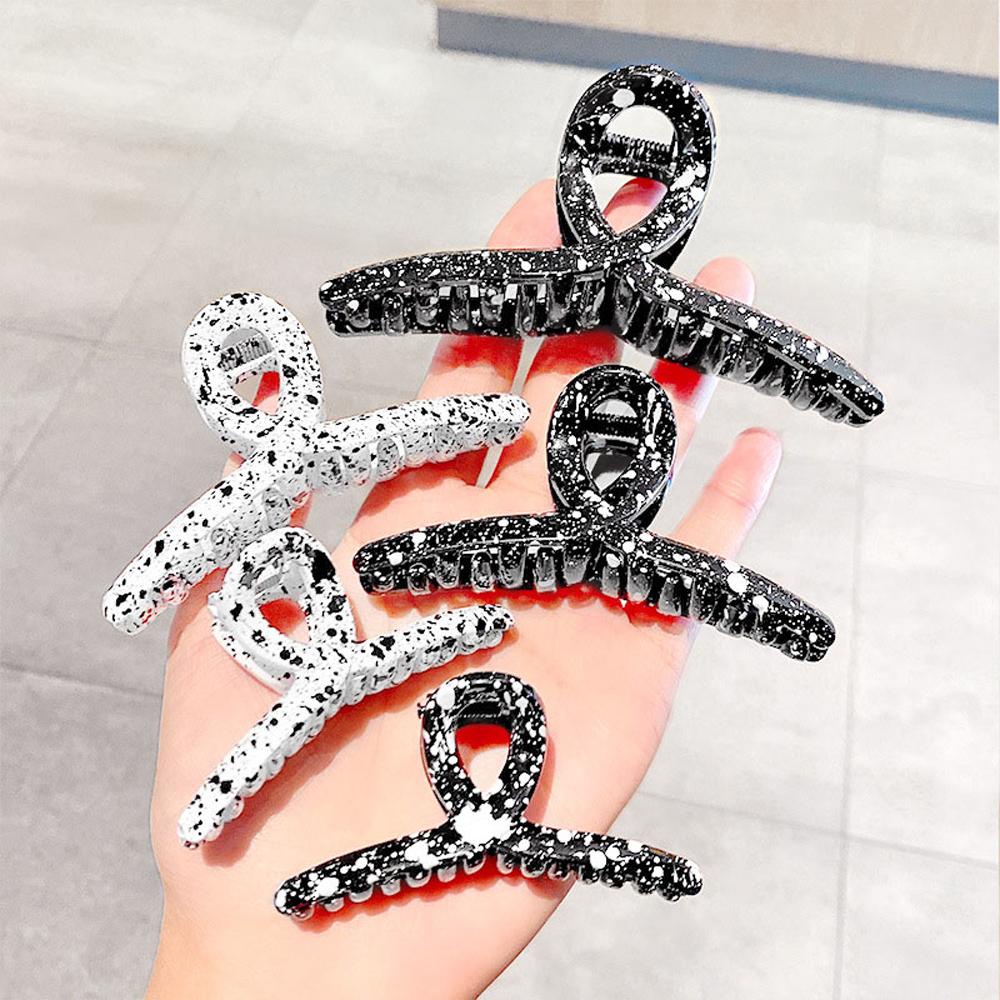 JARRED Giá Đỡ Kẹp Tóc Càng Cua Chất Liệu Acrylic Họa Tiết Chấm Bi Phong Cách Vintage Hàn Quốc