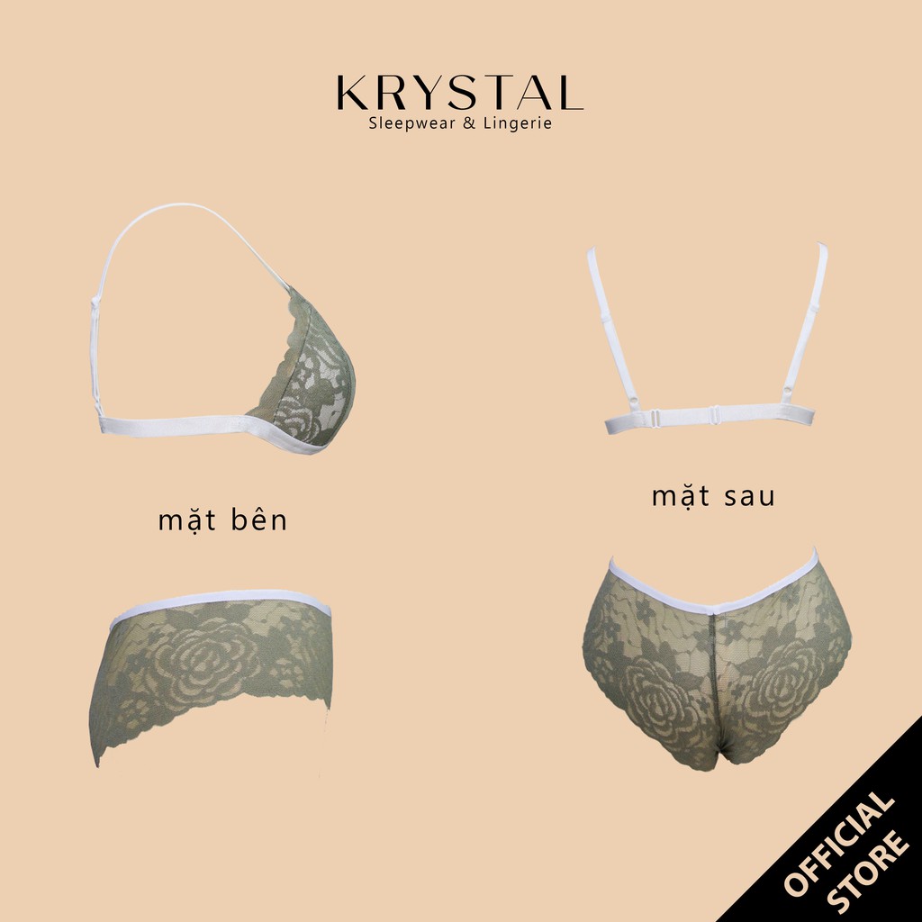 Bộ đồ lót ren không gọng mút vừa màu Xanh bơ sexy gợi cảm KRYSTAL Bralette KB33