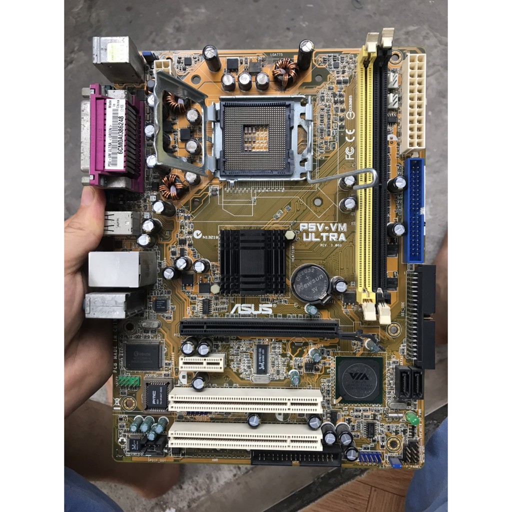 bo mạch chủ máy tính Asus P5V VM Ultra 2 khe ram ddr2 socket 775 mainboard Main PC VIA P4M890 VT8237A