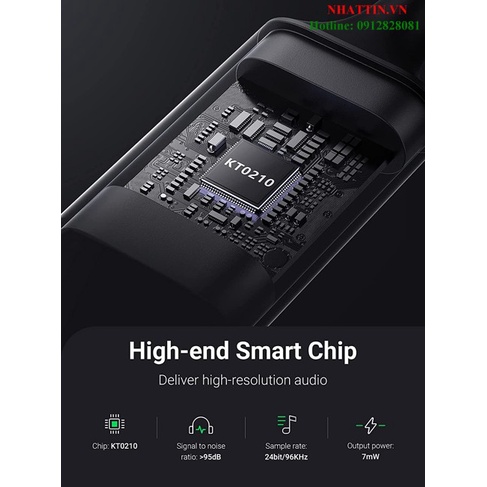 Card sound USB 2.0 Type-A to 3.5mm dây dù bọc nhôm có kèm MIC Ugreen 30757 cao cấp
